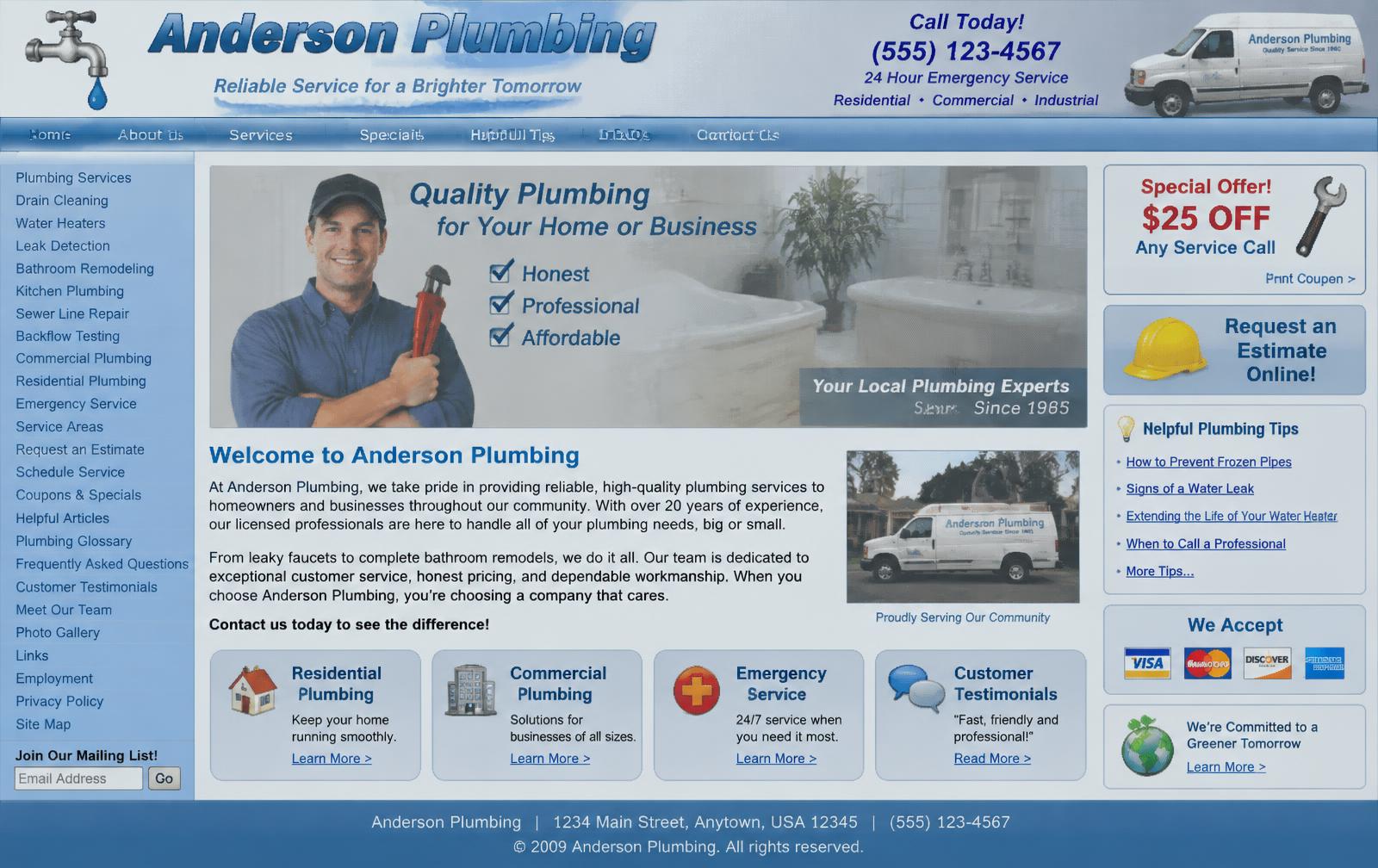 An outdated business website before BetterOnline